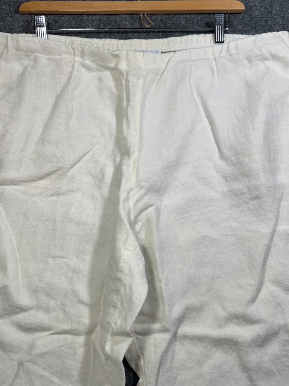 J Jill Pants Womens XL Love Linen Ivory Flat Front Pull On Elastic Waist Pockets - Picture 3 of 7